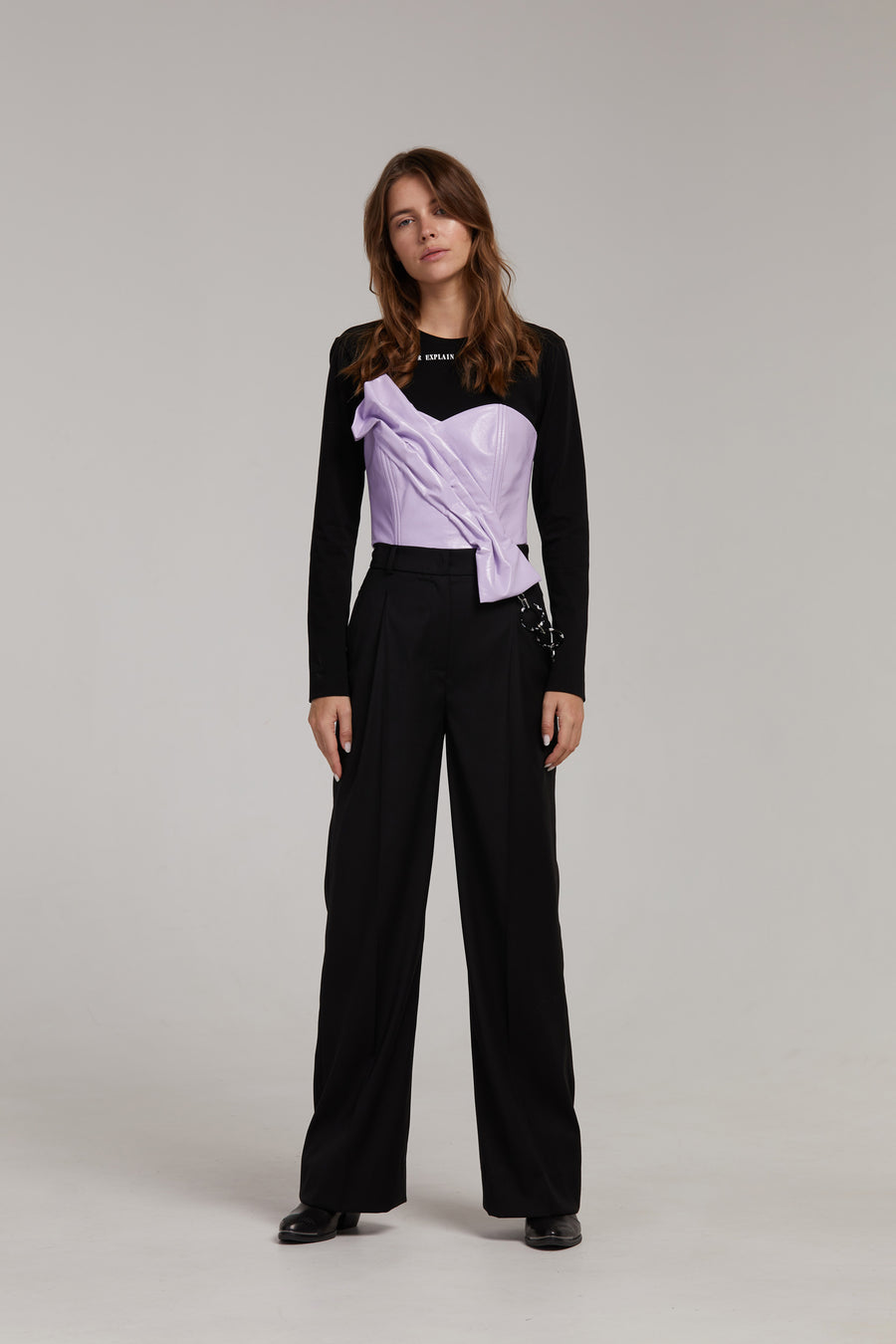 Faux patent leather corset